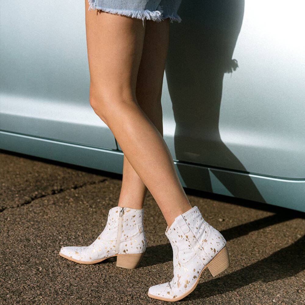 NEW Dolce Vita Silma Ankle Booties Gold Multi Calf Hair Size 8